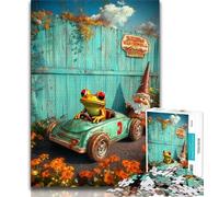 Puzzles Grenouille Conduisant Une Voiture pour Adolescents 1000 Pièces, Aidez Le Cerveau à Exercer des Jouets Addictifs pour Cultiver la Patience Excellent Cadeau (38x26cm)