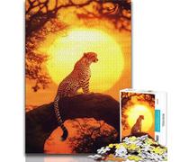 Puzzles guépards africains 1000 pièces pour Adolescents, Assemblage de Motifs Amusant à la Maison, Cadeau d'anniversaire, Cadeau de Voyage (50x75cm)