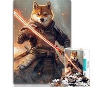 Puzzles Guerrier Corgi Japonais 1000 pièces pour Adolescents, Anti-Stress, Vacances à la Maison, avec Affiche et fiche de Questions Assorties (75x50cm)