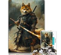 Puzzles Guerrier Corgi Japonais pour Adultes, Jouets éducatifs et éducatifs, Jeux familiaux avec Affiche et fiche de Questions-réponses (75x50cm)