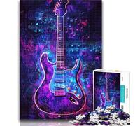 Puzzles Guitare Néon 1000 pièces pour Adolescents, Puzzles Difficiles avec des pièces entièrement emboîtables de Formes aléatoires 50x75cm
