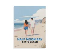 Puzzles，Half Moon Bay State Beach，Adultes Puzzle en Bois, Loisirs Divertissement Jeu Jouet-1000 Pièces（75x50cm）-HN83