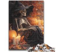 Puzzles Halloween et squelettes pour Adultes 1000 pièces, Jeu Familial Anti-Stress, défi Difficile, Cadeaux du Père Noël Secret (38x26cm)