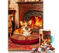 Puzzles Happy Corgi 1000 pièces pour Adolescents, Jeu Stimulant et décoration Murale familiale, Cadeaux d'anniversaire et de Noël Uniques 38x26cm