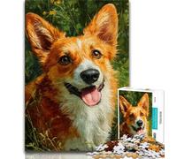 Puzzles Happy Corgi 1000 pièces pour Adultes, Jeu Stimulant et décoration Murale familiale, Cadeaux d'anniversaire et de Noël Uniques (75x50cm)