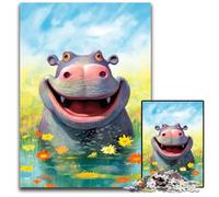 Puzzles Happy Hippo Delight 1000 pièces pour Adultes, Difficiles, Amusants à la Maison, Cadeaux d'anniversaire, Cadeaux de Voyage, 50x75cm