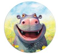 Puzzles Happy Hippo Delight 1000 pièces pour Adultes, Puzzles Ronds 1000 pièces pour Adultes, défi cérébral, activité éducative pour Adolescents (67,5x67,5cm)