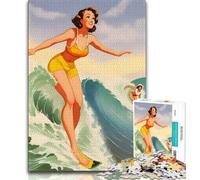 Puzzles Hawaii Surfer Girl 1000 pièces pour Adolescents, Cadeaux, Jeu de Quiz, décoration Murale, Cadeaux d'anniversaire et de Noël Uniques 50x75cm