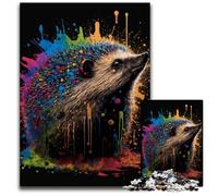 Puzzles Hérisson Colorés pour Adultes, Puzzles 1000 Pièces, Décoration d'Intérieur DIY, Cadeau, Casse-Tête Adulte 26x38cm/10,23x14,96 Pouces