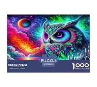 Puzzles Hibou à dégradé de Couleur néon De 1000 Pièces pour Adultes,Ciel étoilé Iridescent Un Jeu De Dexérité Très Difficile Puzzle Jeu Éducatif Et Stimulant 38x26cm/1000pcs
