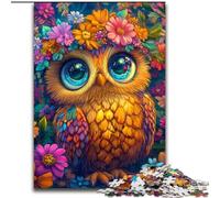 Puzzles Hibou Fleurs pour Adultes 1000 Pièces, Jeu Familial Anti-Stress, Défi Difficile, Superbes Cadeaux et Jouets 26x38cm