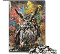 Puzzles Hibou Mystérieux pour Adolescents 1000 Pièces, Anti-Stress Staycation Tue Le Temps Interaction Parent-Enfant (50x75cm)