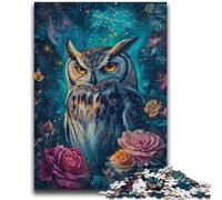 Puzzles Hibou Rose pour Adolescents, Jeu Stimulant et Jeu Familial avec des pièces de Formes aléatoires entièrement emboîtables (38x26cm)