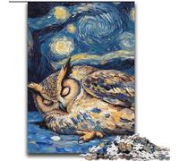 Puzzles Hiboux Ciel Nocturne pour Adultes, Anti-Stress Staycation Tue-Temps avec Affiche et Fiche de Trivia Assorties (70x100cm)