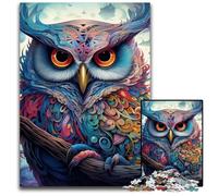 Puzzles Hiboux Colorés 1000 Pièces pour Adultes Puzzles en Bois Idéal pour Adolescents et Collectionneurs, Cadeau Voyage, Activité Familiale 50x75cm / 19,68x29,52 Pouces