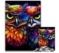 Puzzles Hiboux Colorés pour Adultes 1000 Puzzles Défiants Conception Complexe pour Adolescents, Décoration DIY et Amusement Stimulant pour Le Cerveau 50x75cm/19,68x29,52 Pouces