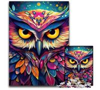 Puzzles hiboux colorés pour Adultes Puzzles 1000 pièces pour Adultes Cadeau Parfait pour la Famille et Les Amis, Convient aux 14 Ans et Plus 26x38cm / 10,23x14,96 Pouces