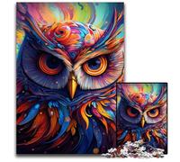 Puzzles hiboux colorés pour Adultes, Puzzles en Bois de 1 000 pièces, Casse-tête Stimulant pour Adolescents, soirée de Jeux en Famille Amusante, 50x75cm / 19,68x29,52 Pouces