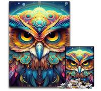 Puzzles hiboux colorés pour Adultes, Puzzles en Bois de 1 000 pièces, Casse-tête Stimulant pour Adolescents, soirée de Jeux en Famille Amusante, 50x75cm / 19,68x29,52 Pouces