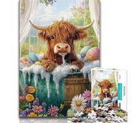 Puzzles Highland Cow 1000 pièces pour Adolescents, pour Tuer Le Temps en Vacances, Chaque pièce est Unique - Jeu Familial Stimulant et Amusant (50x75cm)