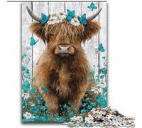 Puzzles Highland Cow et Butterfly 2000 pièces pour Adultes, Cadeaux, stimulent Le Cerveau, stimulent la Patience, Jeux de défi Uniques 70x100cm