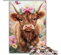 Puzzles Highland Cow pour Adolescents 1000 pièces, à Assembler soi-même, à Offrir en Cadeau à Toute la Famille (50x75cm)