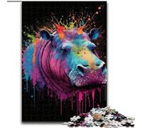 Puzzles Hippo colorés pour Adultes 1000 pièces, Assemblage de Motifs Amusant à la Maison, Cadeau d'anniversaire, Cadeaux de Voyage 26x38cm
