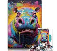 Puzzles Hippopotames Animaux 1000 Pièces pour Adultes, Jeu Éducatif Difficile à Compléter, Amusant et Humoristique pour Anniversaire (38x26cm)