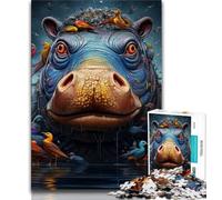 Puzzles Hippopotames Animaux pour Adolescents 1000 Puzzles, Difficiles à Compléter mais Amusants Et Humoristiques Décoration Intérieure Unique Et Cadeaux 50x75cm