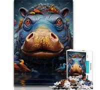 Puzzles Hippopotames Animaux pour Adolescents 1000 Puzzles, Difficiles à Compléter mais Amusants Et Humoristiques Décoration Intérieure Unique Et Cadeaux 38x26cm