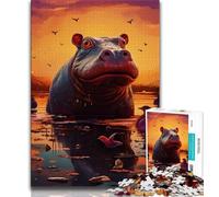 Puzzles Hippopotames Animaux pour Adolescents Puzzle 1000 pièces, Jouets de Jeu Chaque pièce est Unique - Jeu Familial Amusant et Défi 38x26cm