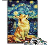 Puzzles Huskies Adorables Nuits Étoilées pour Adultes et Adolescents, pour 14 Ans et Plus, Jeux Amusants, Activités Amusantes à la Maison, Cadeaux d'anniversaire, Cadeaux de Voyage (70x100cm)