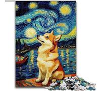 Puzzles Huskies Nuit Étoilée 1000 Pièces pour Adultes, Jouets Éducatifs, Jeux Anti-Stress, Cadeaux Secret du Père Noël pour 14 Ans et Plus (Taille 26x38cm)