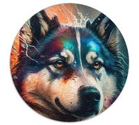 Puzzles Husky pour Adultes, 1 000 pièces, Puzzle Rond de 1 000 pièces, Jeu interactif Familial, Cadeau Casse-tête, Jouet éducatif (Taille 67,5 x 67,5 cm)