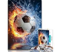Puzzles Ice and Fire Football 1000 pièces pour Adolescents et Adultes, Art au Fusain, Staycation Kill Time pour la décoration de la Maison 75x50cm