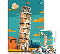 Puzzles illustrés de la Tour penchée de Pise pour Adolescents, 1000 pièces, Jouet éducatif et décompressant, Cadeau d'anniversaire, décoration Murale, 38x26cm