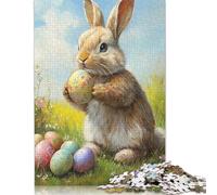 Puzzles impossibles pour adultes, lapin de Pâques mignon, puzzle de 1000 pièces, puzzle en bois, cadeaux de Noël pour adultes, 1000 pièces (75 x 50 cm)