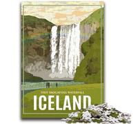 Puzzles Islande Skogafoss Cascade pour Adultes et Adolescents, Puzzle Anti-Stress, Vacances à la Maison, Passe-Temps, Amour Entre Couples, 1000 pièces (50x75cm)