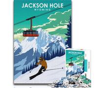 Puzzles Jackson Hole Travel Art 1000 pièces pour Adultes, Cadeaux, Staycation Kill Time, Chaque pièce est Unique - Jeu Familial Stimulant et Amusant 75x50cm
