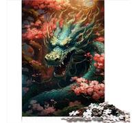 Puzzles Japonais Dragon Cerise pour Adultes et Enfants - 1000 Pièces en Bois, Durable - Excellent Cadeau (50 x 75 cm)