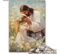 Puzzles Jésus 1000 pièces pour Adultes, Cadeaux, Jouets éducatifs et éducatifs, Jeux familiaux avec Affiche et fiche de Questions-réponses (26x38cm)