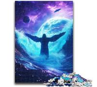 Puzzles Jésus Cosmique pour Adultes, Staycation Kill Time, Chaque pièce est Unique - Jeu Familial Stimulant et Amusant 26x38cm