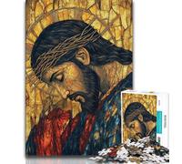 Puzzles Jésus Doré pour Adolescents 1000 pièces, Jouets éducatifs et éducatifs, Jeux familiaux avec Affiche et fiche de Questions-réponses Assorties 38x26cm