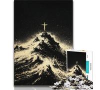Puzzles Jésus doré pour Adolescents, Puzzle 1000 pièces, Anti-Stress, Vacances à la Maison, Tuer Le Temps avec Affiche Assortie et Feuille de Questions 38x26cm