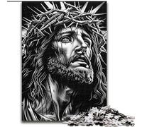 Puzzles Jésus Noir et Blanc pour Adolescents 1000 Puzzles, Art intéressant, réduction du Stress, liste de souhaits avec Le Père Noël (14 Ans) (50x75cm)