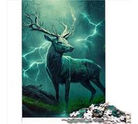 Puzzles Jeux éducatifs Cerf enchanté dans la tempête 1000 pièces pour Adultes Puzzle en Bois pour Adultes Puzzle 1000 pièces Jeux éducatifs Designs colorés (50x75cm)