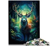 Puzzles Jeux éducatifs Peinture Cerf Magique coloré Puzzles 1000 pièces Puzzle en Bois comme Cadeaux pour Toute la Famille et Les (50x75cm)