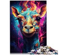 Puzzles Jeux éducatifs Puzzle de Girafe de Conte de fées psychédélique coloré 1000 pièces pour Adultes Puzzle en Bois Puzzles drôles (50x75 cm)