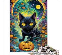 Puzzles Jeux Halloween Chat Puzzle 1000 pièces en Carton Recyclé pour Adultes Puzzles Relax Puzzles Games-Brain Teaser Puzzle 1000pcs(26x38cm)