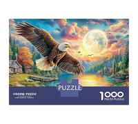Puzzles Jigsaw 1000 Pièces Aigle Volant sur Un lac Serein et Magique Puzzles 52x38cm/1000pcs pour Enfants Cadeau Jeu D'Intelligence Pression Réduite Bricolage Carton